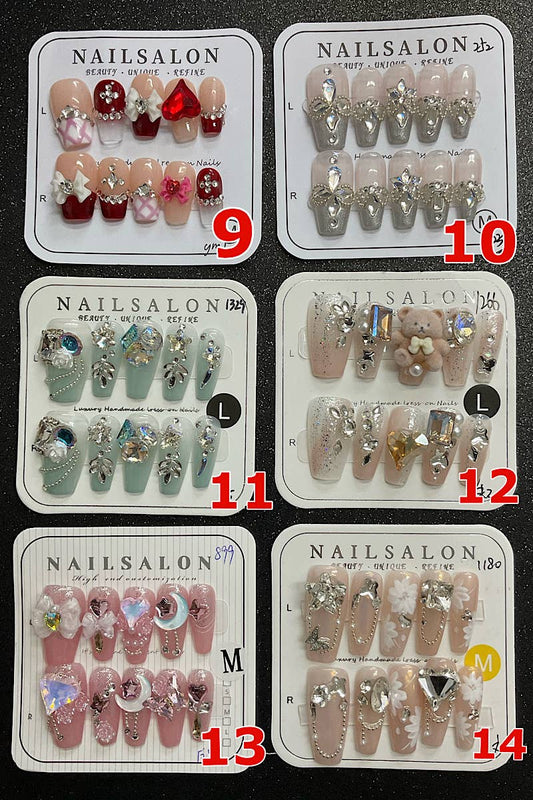 Persist Glam Beauty – Press-On Acrylic Nails with Stones Design (HANDMADE)