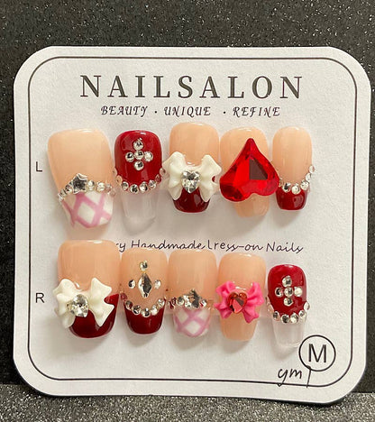 Persist Glam Beauty – Press-On Acrylic Nails with Stones Design (HANDMADE) - Persist Glam Beauty