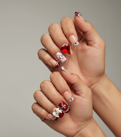 PGB – Press-On Acrylic Nails with Stones Design (HANDMADE)