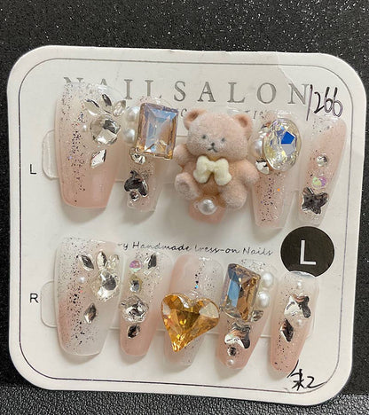 Persist Glam Beauty – Press-On Acrylic Nails with Stones Design (HANDMADE) - Persist Glam Beauty
