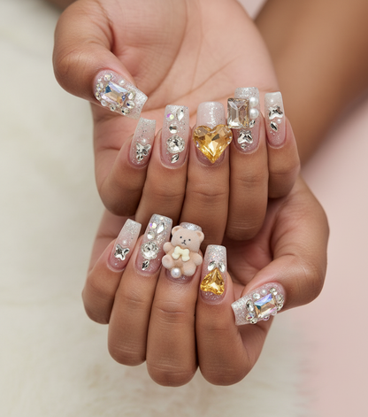 PGB – Press-On Acrylic Nails with Stones Design (HANDMADE)