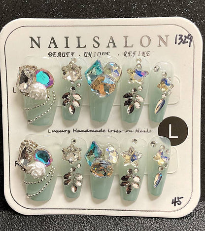 Persist Glam Beauty – Press-On Acrylic Nails with Stones Design (HANDMADE) - Persist Glam Beauty