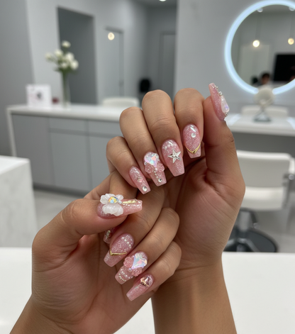 PGB – Press-On Acrylic Nails with Stones Design (HANDMADE)