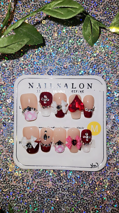 PGB – Press-On Acrylic Nails with Stones Design (HANDMADE)