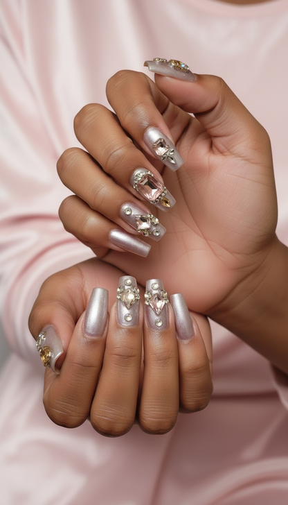 PGB Acrylic Nails with Design Stones